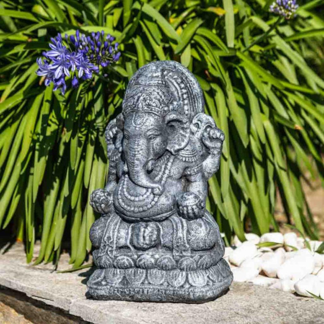 Statue ganesh 40cm noir gris