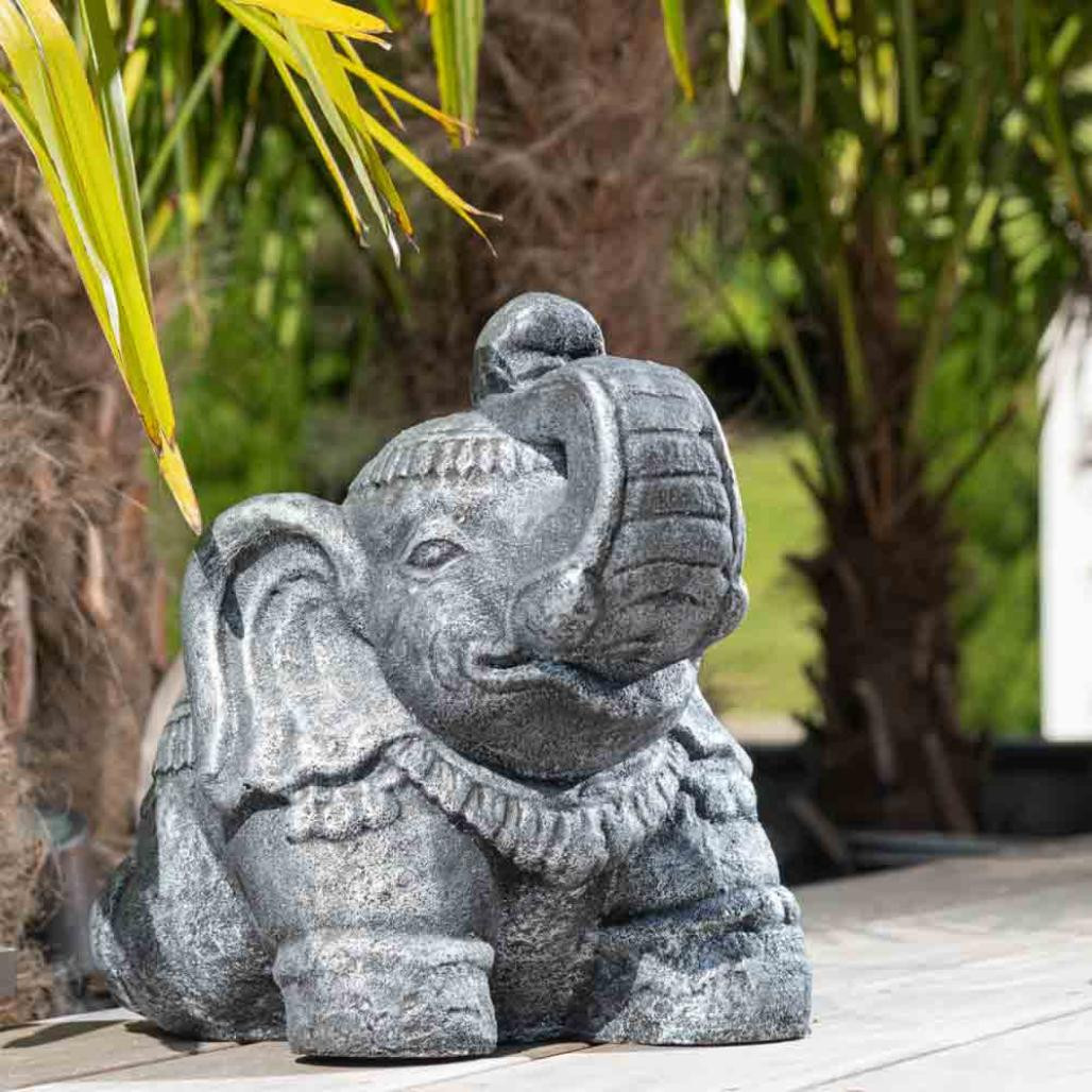 Statue eléphant assis 40cm gris antique Statue eléphant assis 40cm gris antique