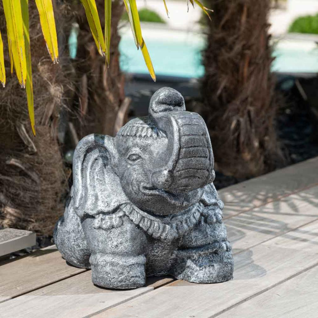 Statue eléphant assis 40cm gris antique Statue eléphant assis 40cm gris antique