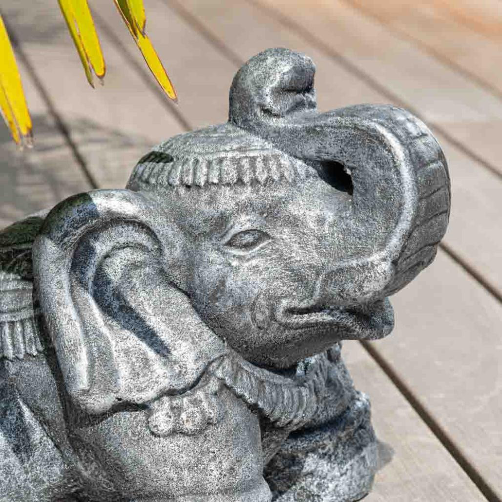 Statue eléphant assis 40cm gris antique Statue eléphant assis 40cm gris antique
