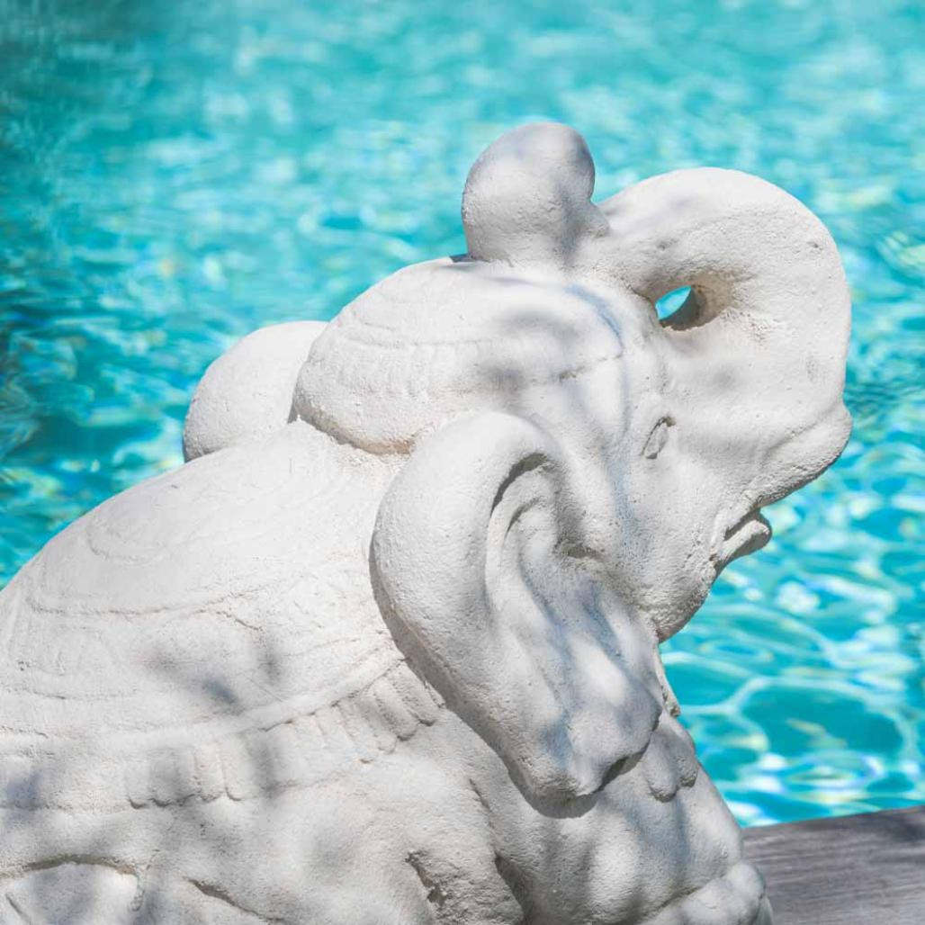 Statue eléphant assis 40cm blanc crème Statue eléphant assis 40cm blanc crème