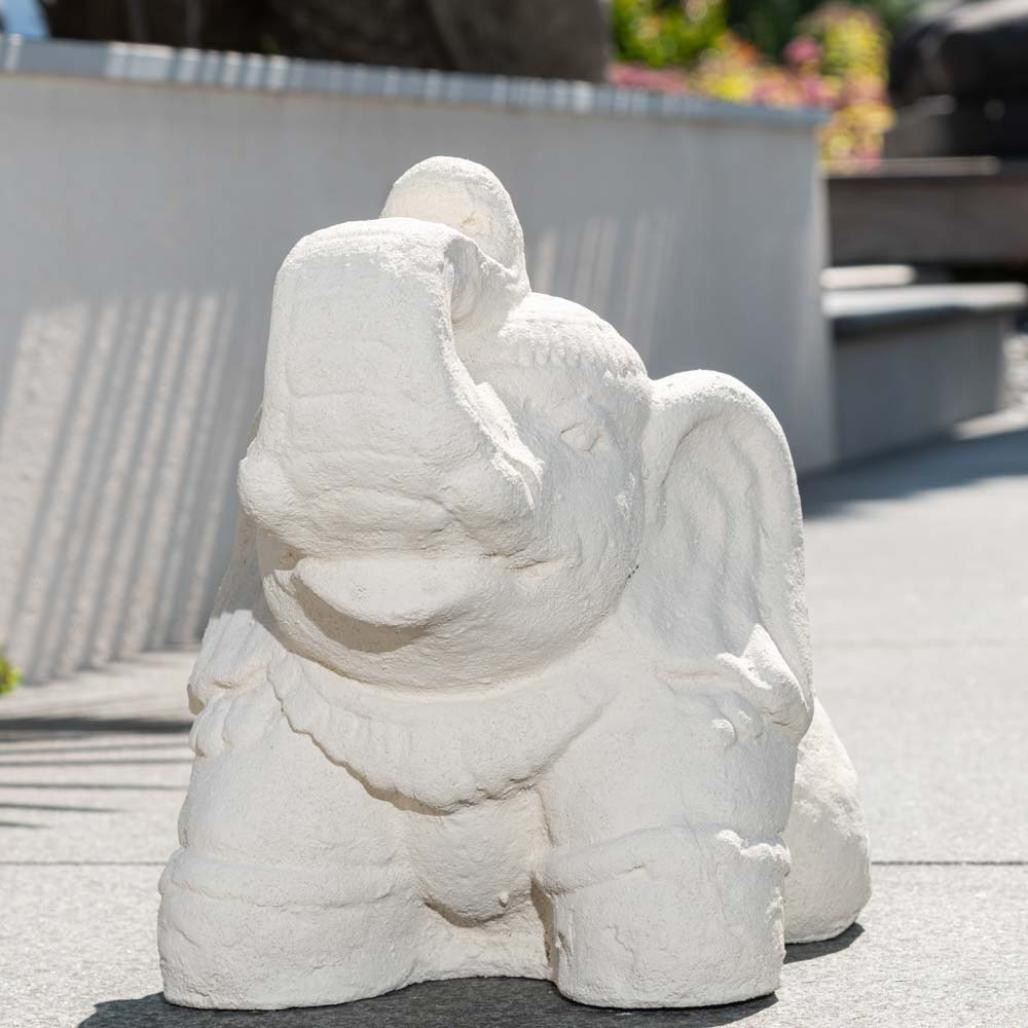 Statue eléphant assis 40cm blanc crème Statue eléphant assis 40cm blanc crème