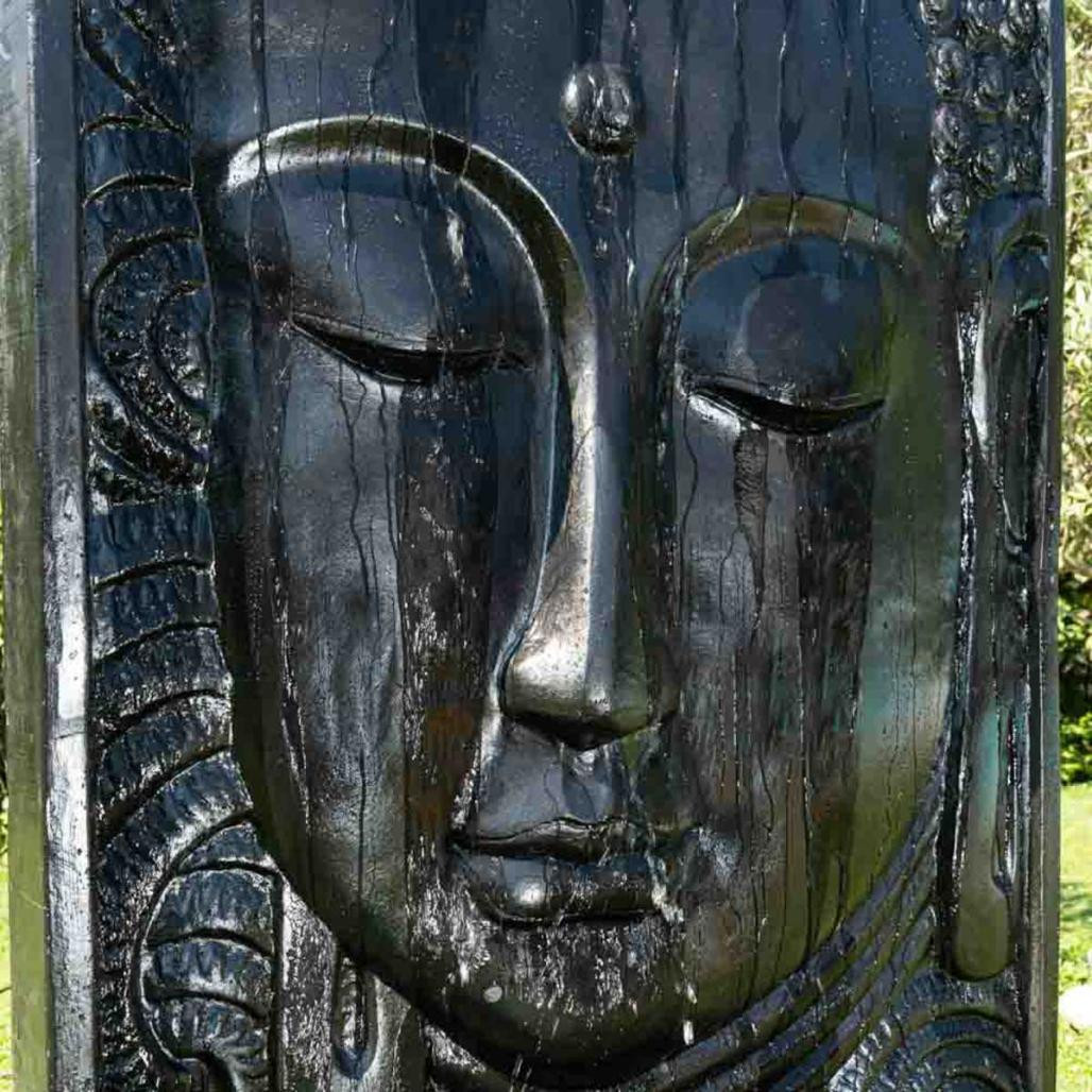 Grande fontaine de jardin mur d'eau visage de bouddha 2m 10 noir Grande fontaine de jardin mur d'eau visage de bouddha 2m 10 noir