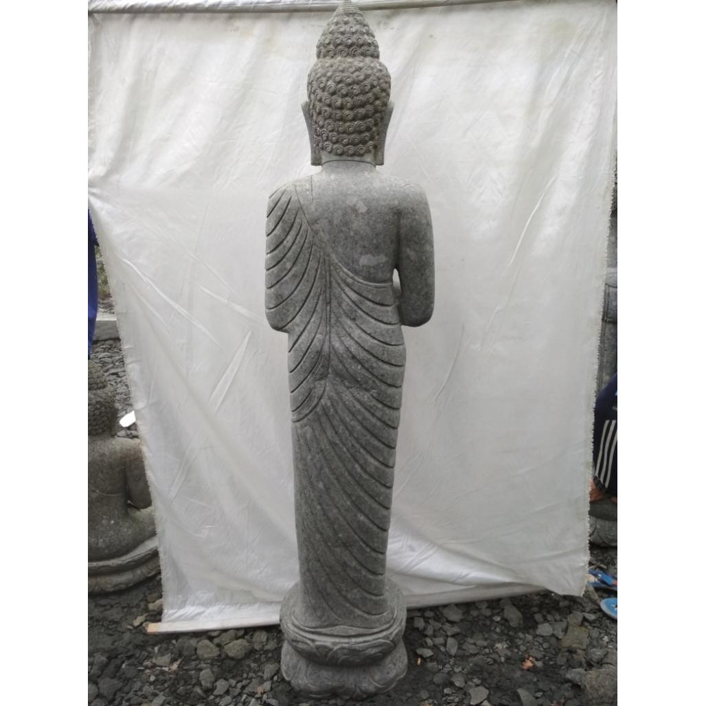 Statue de jardin en pierre bouddha debout prière 2 m Statue de jardin en pierre bouddha debout prière 2 m