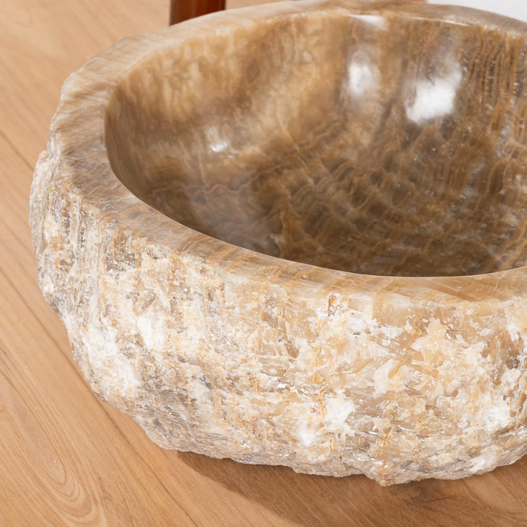 Vasque de salle de bain à poser en pierre Onyx 40 - 45 cm