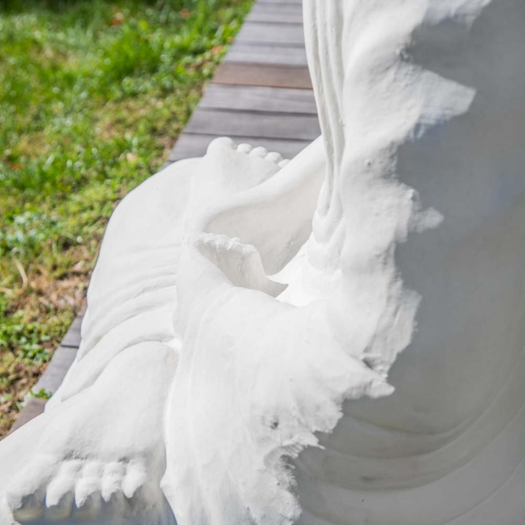 Statue jardin bouddha assis fibre de verre position chakra 150cm blanc Statue jardin bouddha assis fibre de verre position chakra 150cm blanc