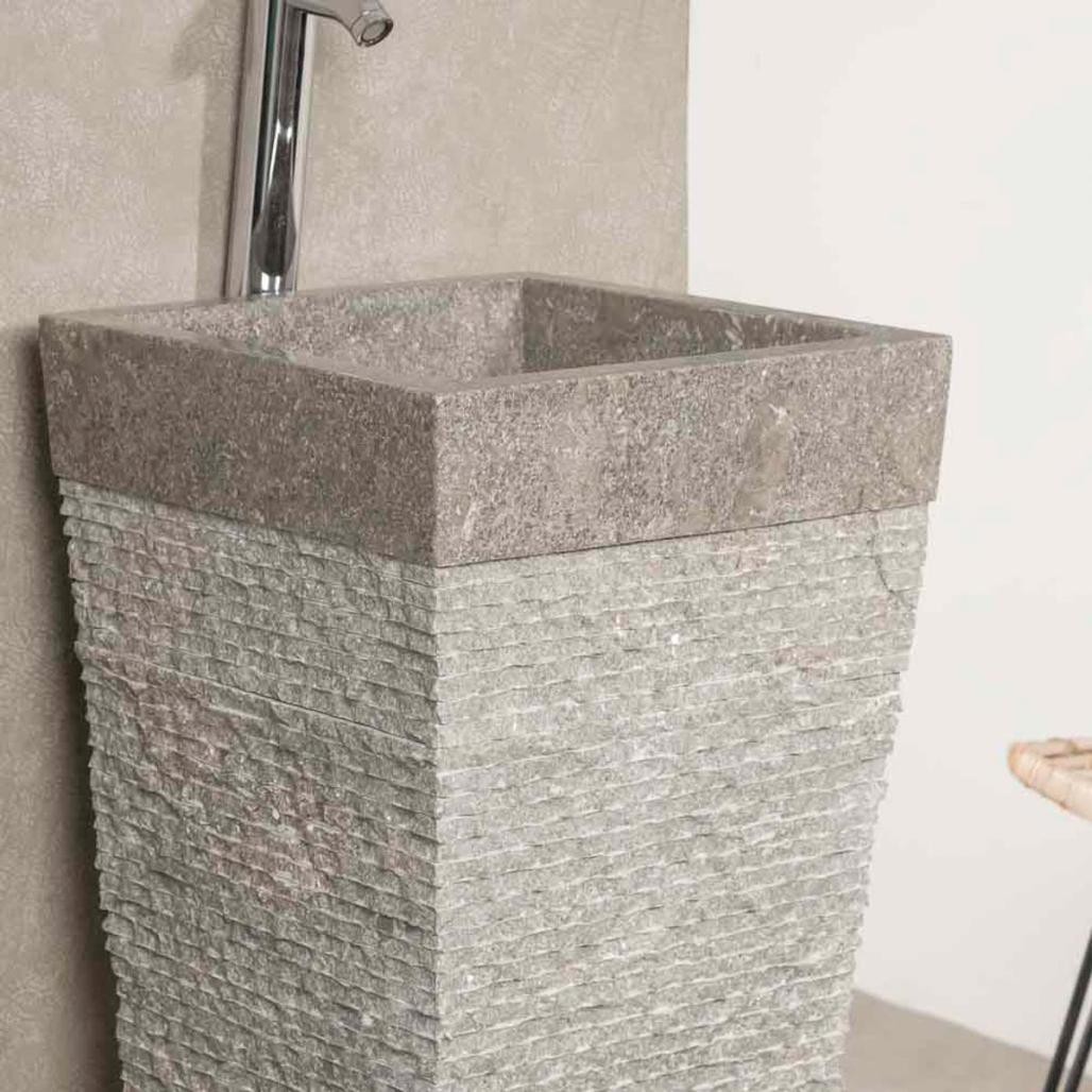 Vasque salle de bain sur pied en pierre pyramide Havana gris Vasque salle de bain sur pied en pierre pyramide Havana gris