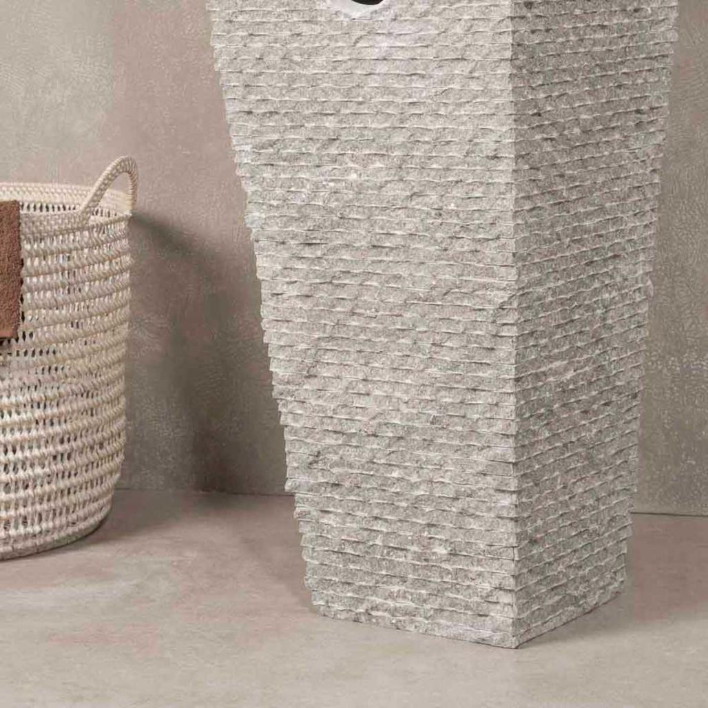 Vasque salle de bain sur pied en pierre pyramide Havana gris Vasque salle de bain sur pied en pierre pyramide Havana gris