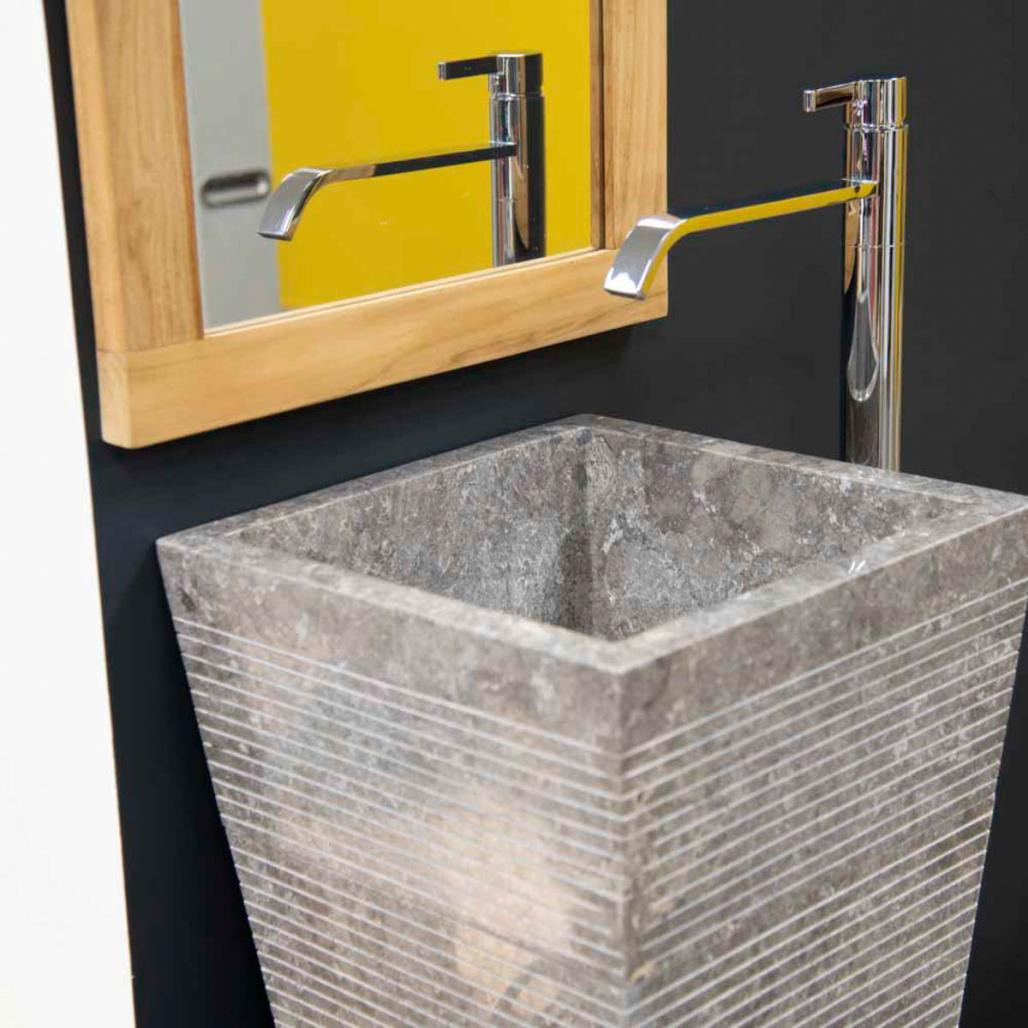 Vasque salle de bain sur pied en pierre pyramide Guizeh gris Vasque salle de bain sur pied en pierre pyramide Guizeh gris