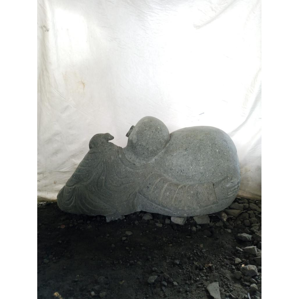 Statue de jardin zen moine shaolin en pierre 1 m Statue de jardin zen moine shaolin en pierre 1 m