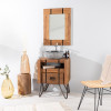 Meuble de salle de bain en mindi naturel et métal 60 Loft