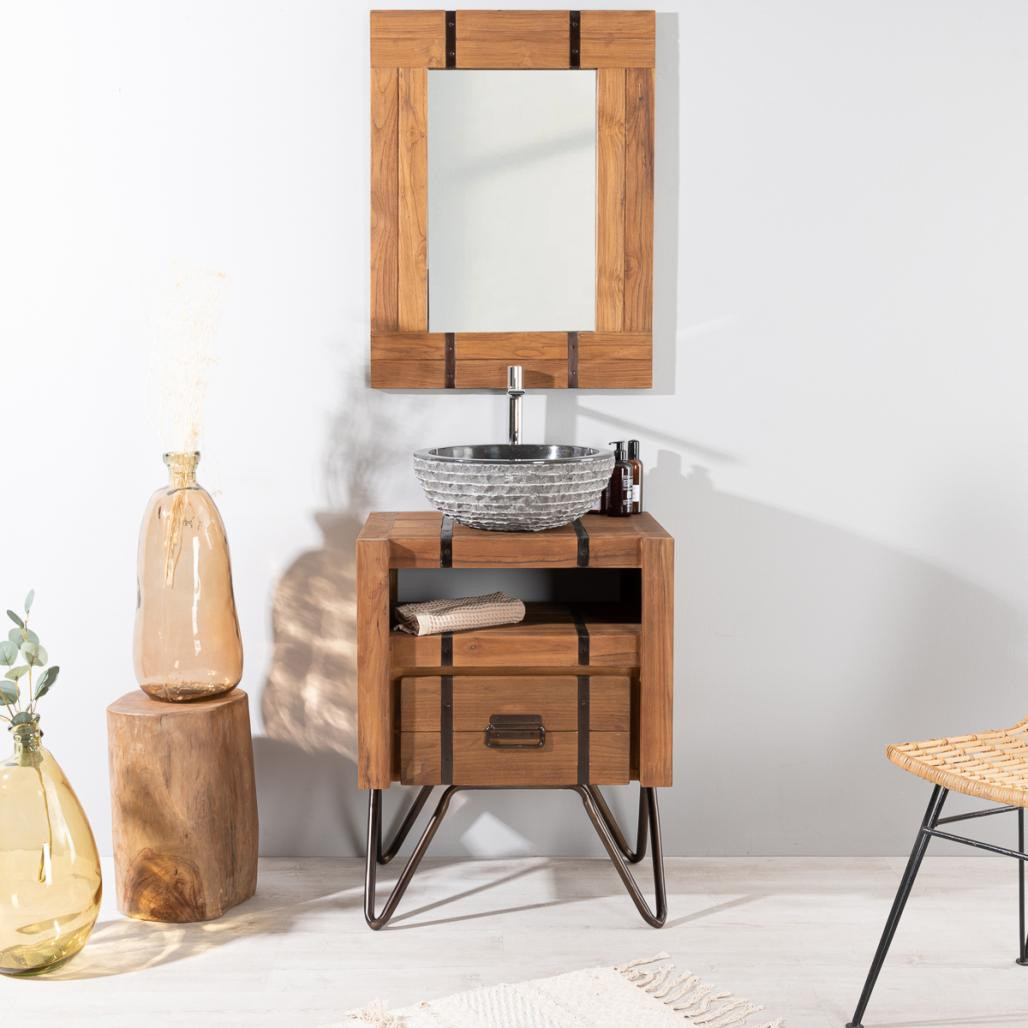 Miroir de salle de bain naturel Loft 60x80 naturel