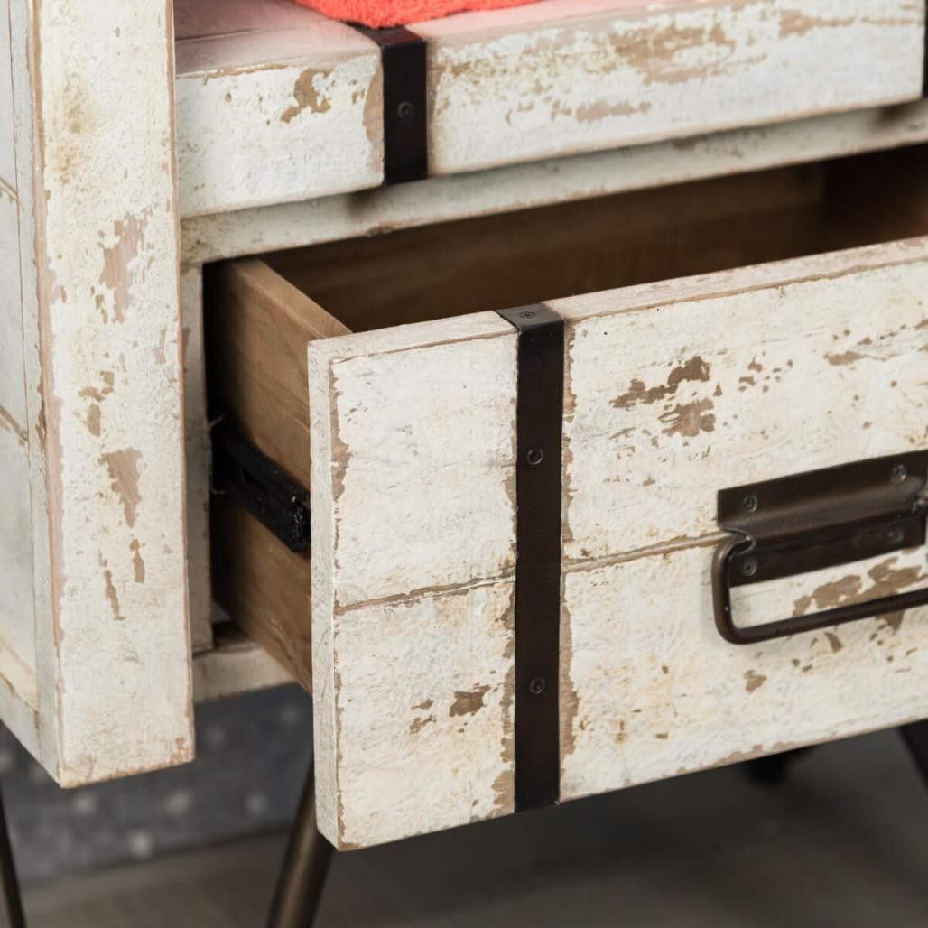 Meuble de salle de bain en mindi 60 cm Loft blanc Meuble de salle de bain en mindi 60 cm Loft blanc