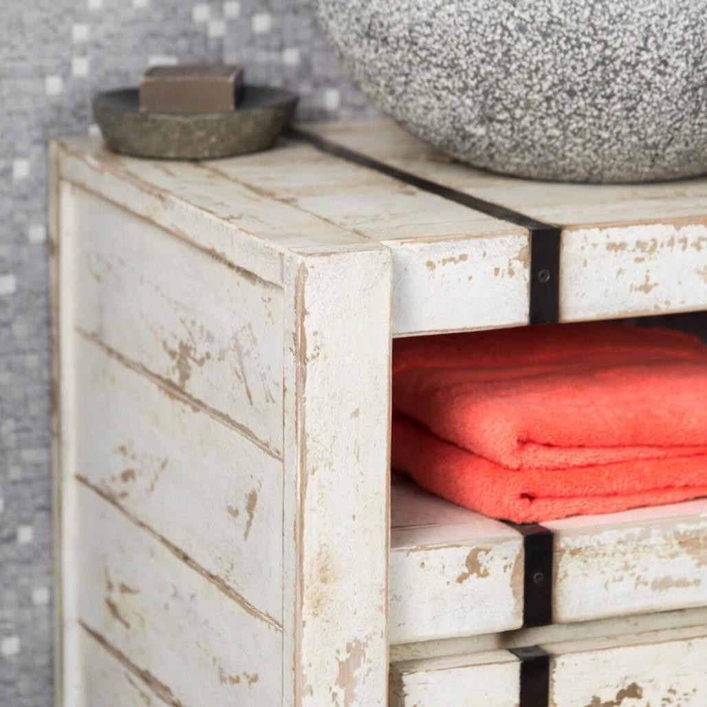 Meuble de salle de bain en mindi 60 cm Loft blanc Meuble de salle de bain en mindi 60 cm Loft blanc