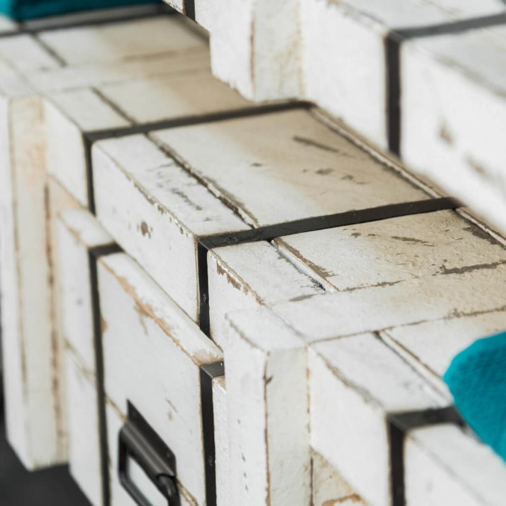 Meuble double sous vasque Loft mindi et métal 160 blanc Meuble double sous vasque Loft mindi et métal 160 blanc