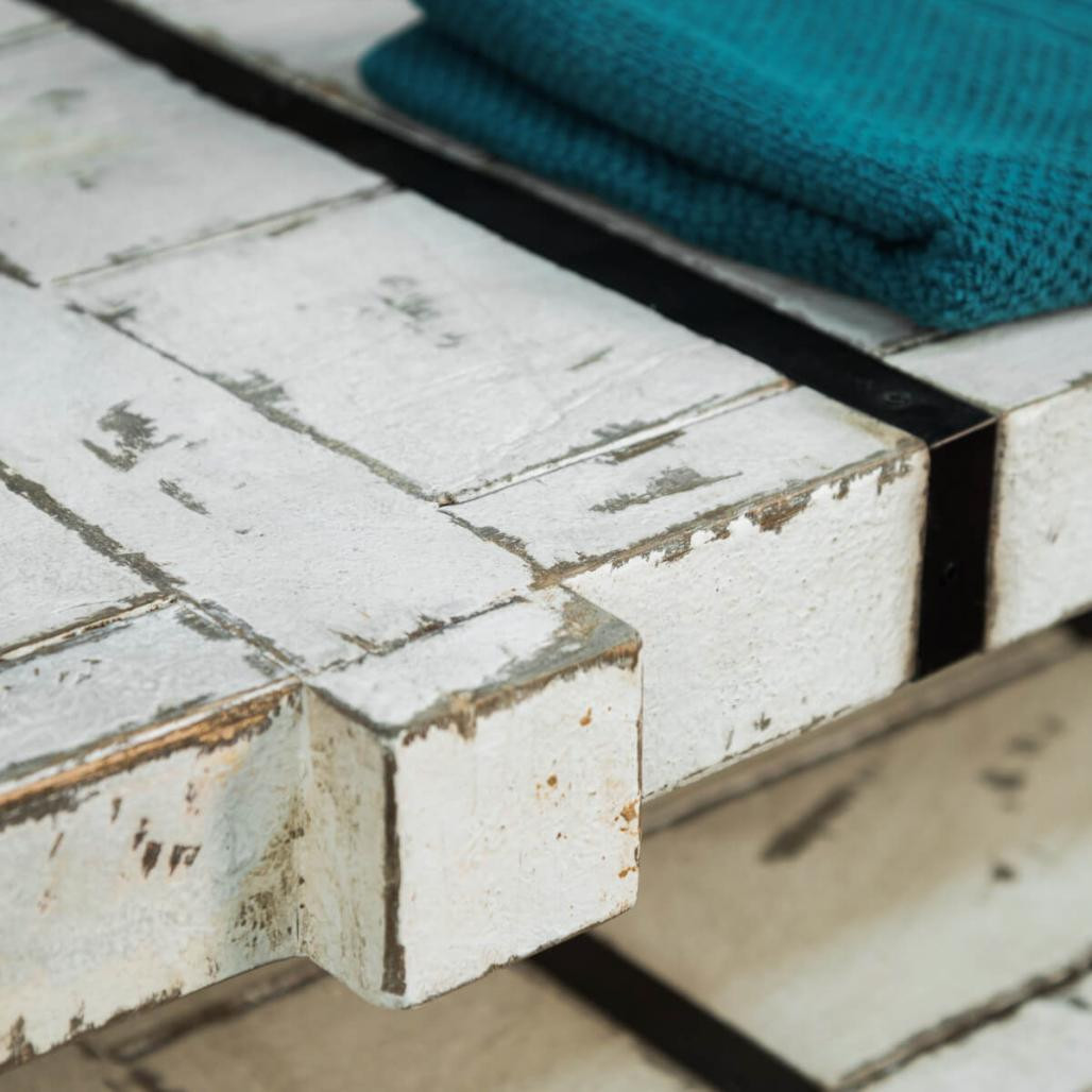 Meuble double sous vasque Loft mindi et métal 160 blanc Meuble double sous vasque Loft mindi et métal 160 blanc