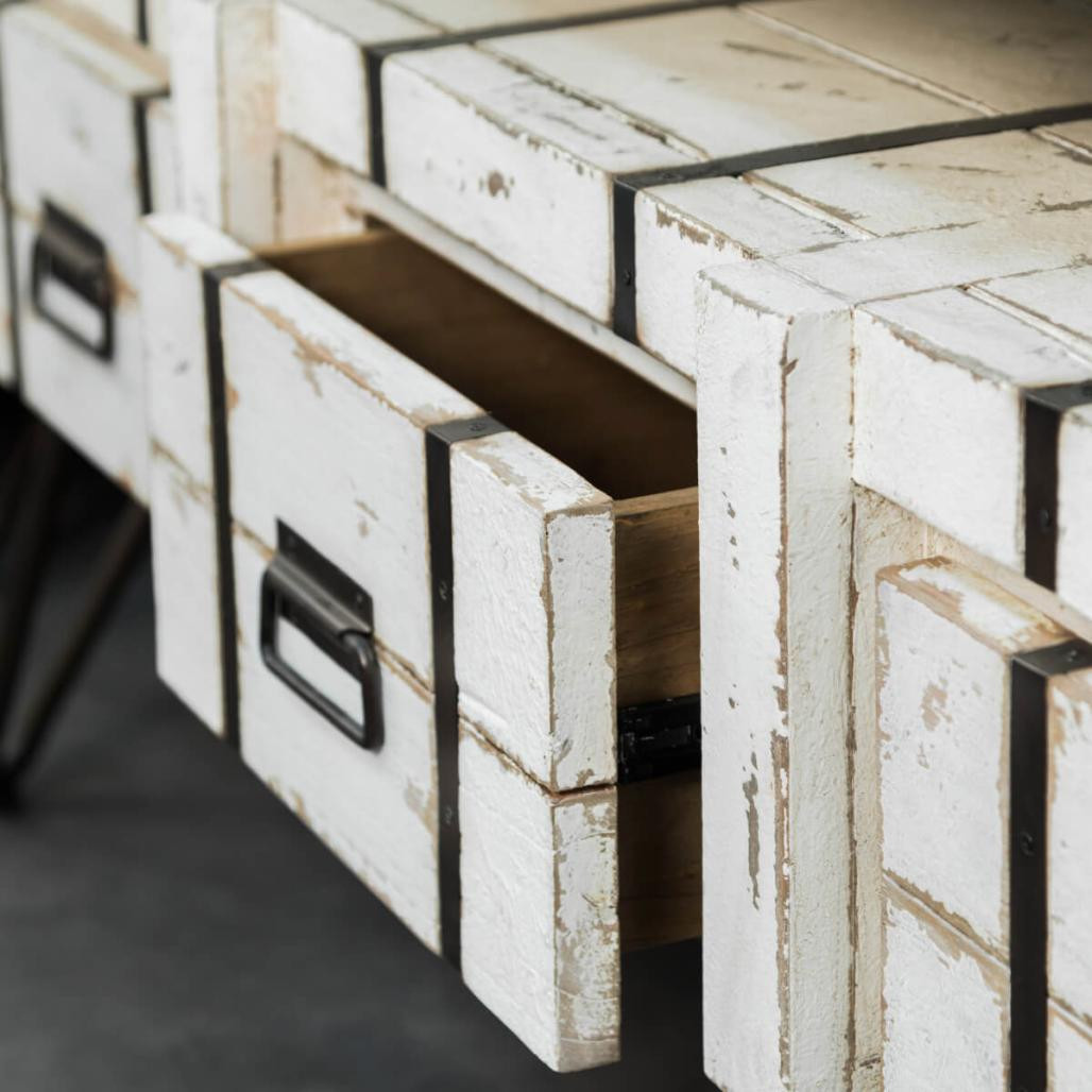 Meuble double sous vasque Loft mindi et métal 160 blanc Meuble double sous vasque Loft mindi et métal 160 blanc