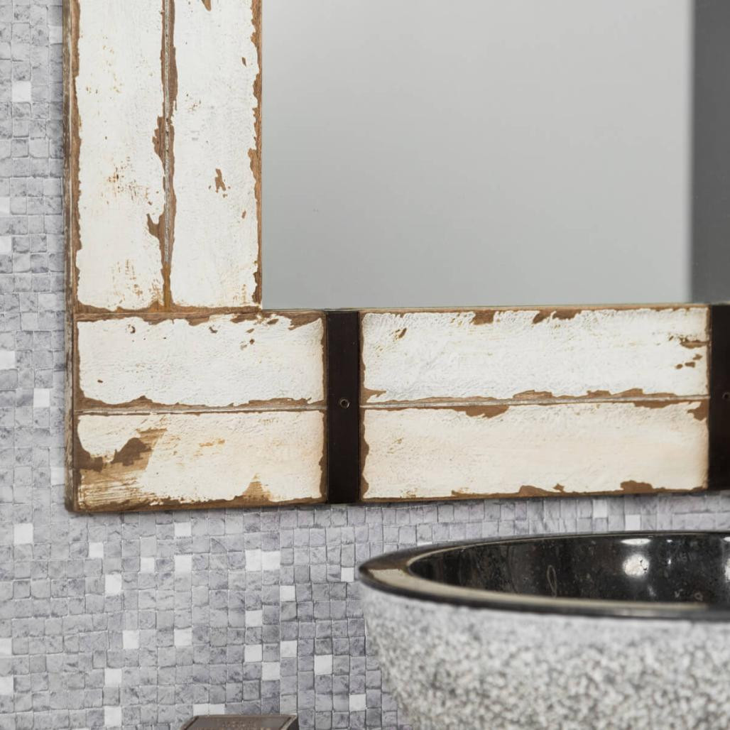 Miroir de salle de bain en mindi 60x80 Loft blanc