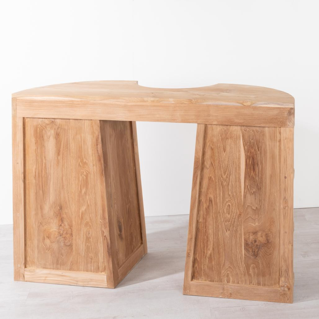 Meuble de salle de bain en teck Florence 120cm + vasque crème Meuble de salle de bain en teck Florence 120cm + vasque crème