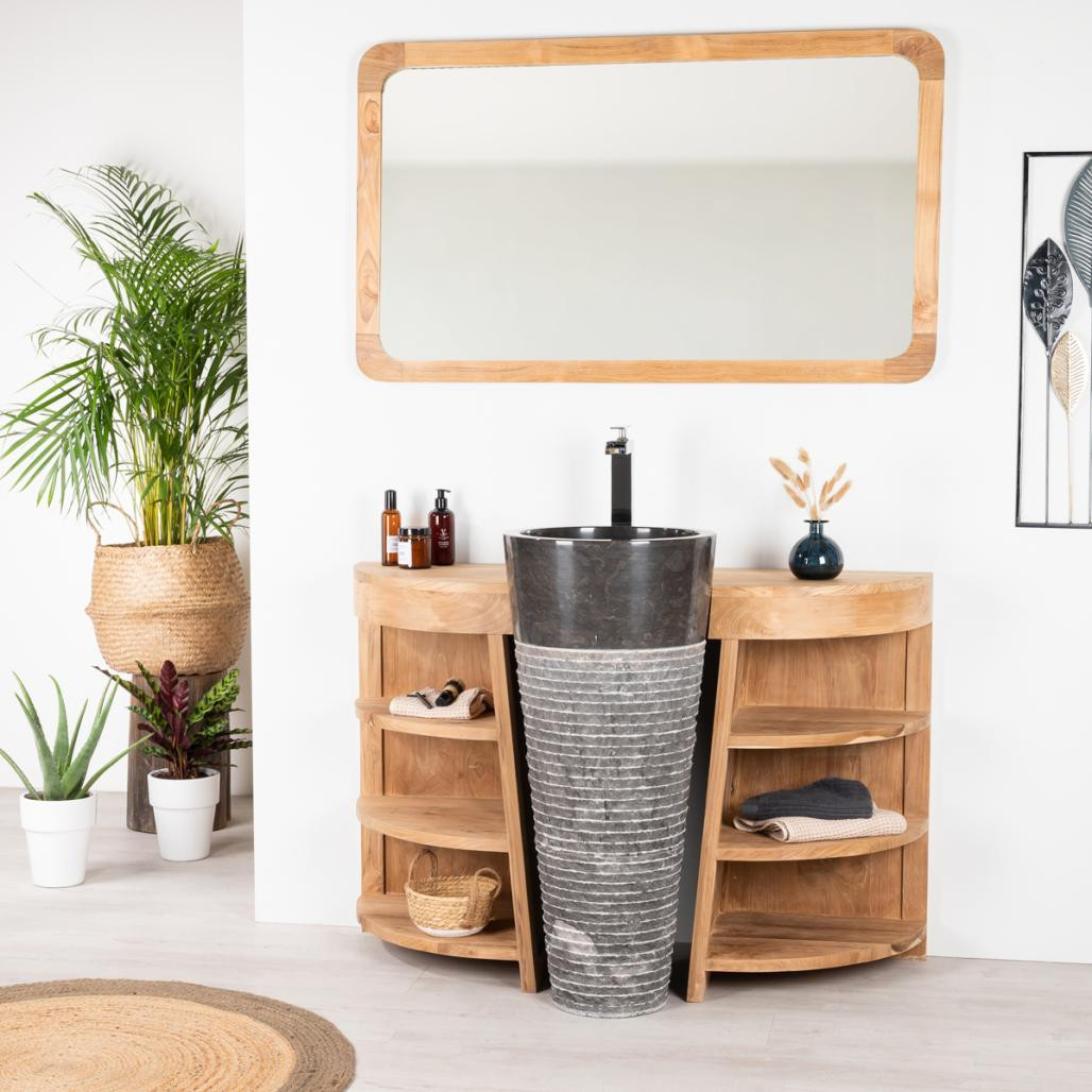 Meuble sous vasque en teck Florence 120cm + vasque noir