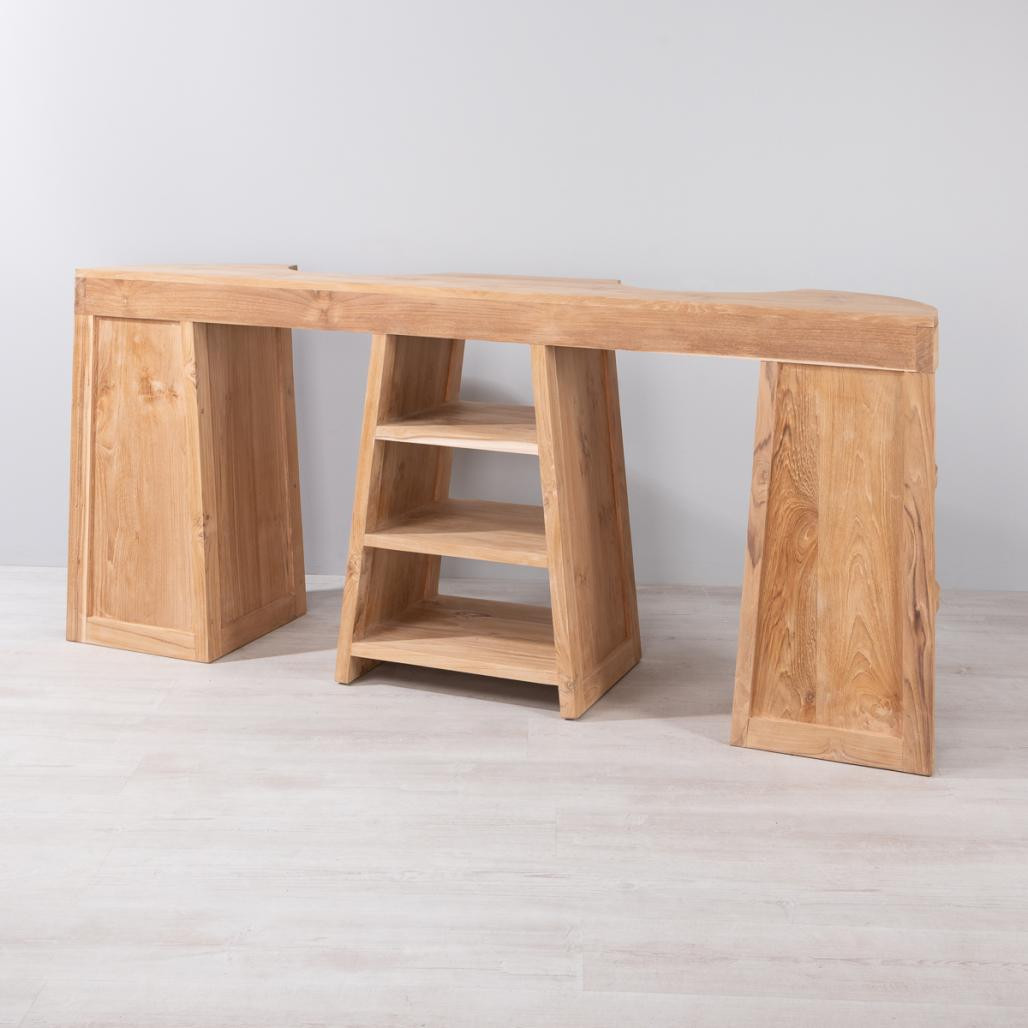 Meuble de salle de bain en teck Florence double 180cm + vasques crème Meuble de salle de bain en teck Florence double 180cm + vasques crème