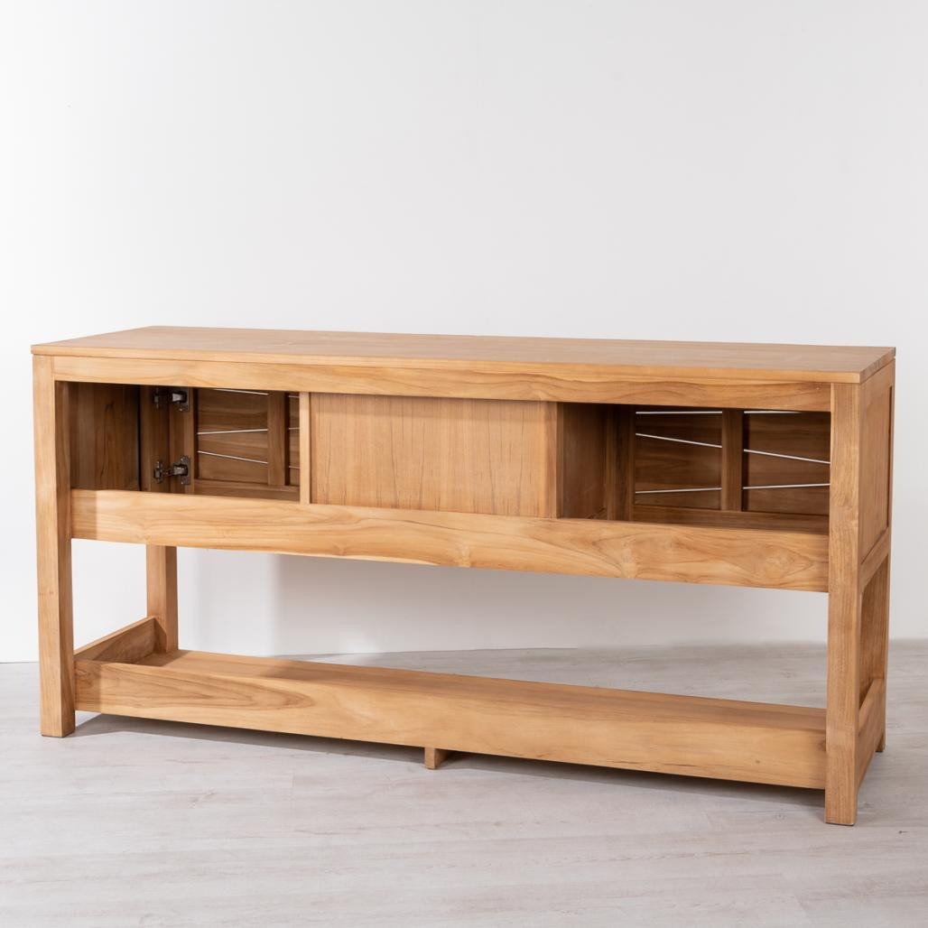 Meuble sous vasque en teck massif Cosy 160cm + 2 vasques gris