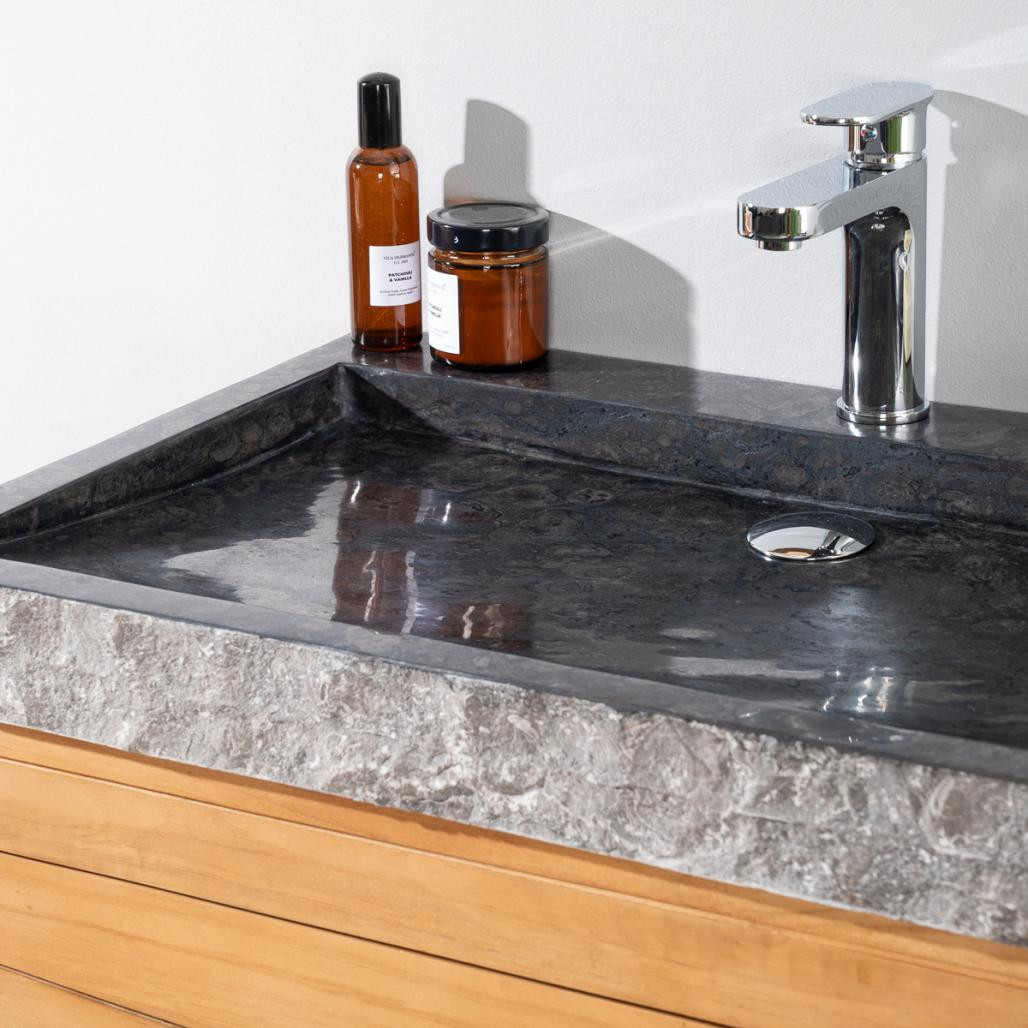 Meuble en teck massif Cosy 67cm + vasque noir Meuble en teck massif Cosy 67cm + vasque noir