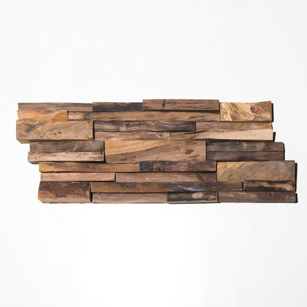 Parement en teck recyclé vieilli 20cm x50cm