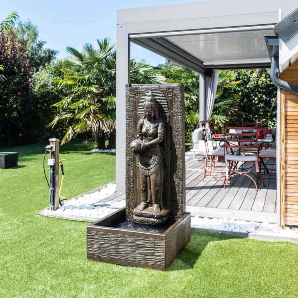 Fontaine de jardin mur d'eau déesse dewi sri 1m 50 brun Fontaine de jardin mur d'eau déesse dewi sri 1m 50 brun