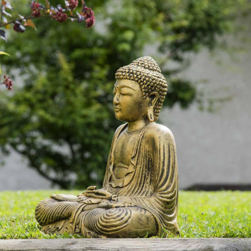 Statue bouddha assis position offrande doré 42 cm Statue bouddha assis position offrande doré 42 cm