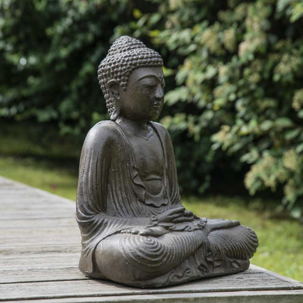 Statue bouddha assis position offrande brun 42 cm Statue bouddha assis position offrande brun 42 cm