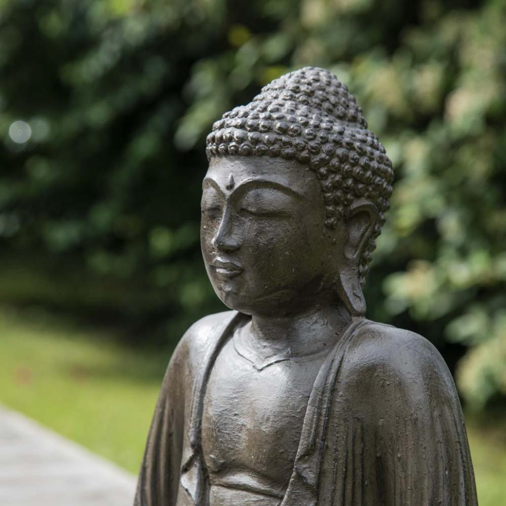 Statue bouddha assis position offrande brun 42 cm Statue bouddha assis position offrande brun 42 cm