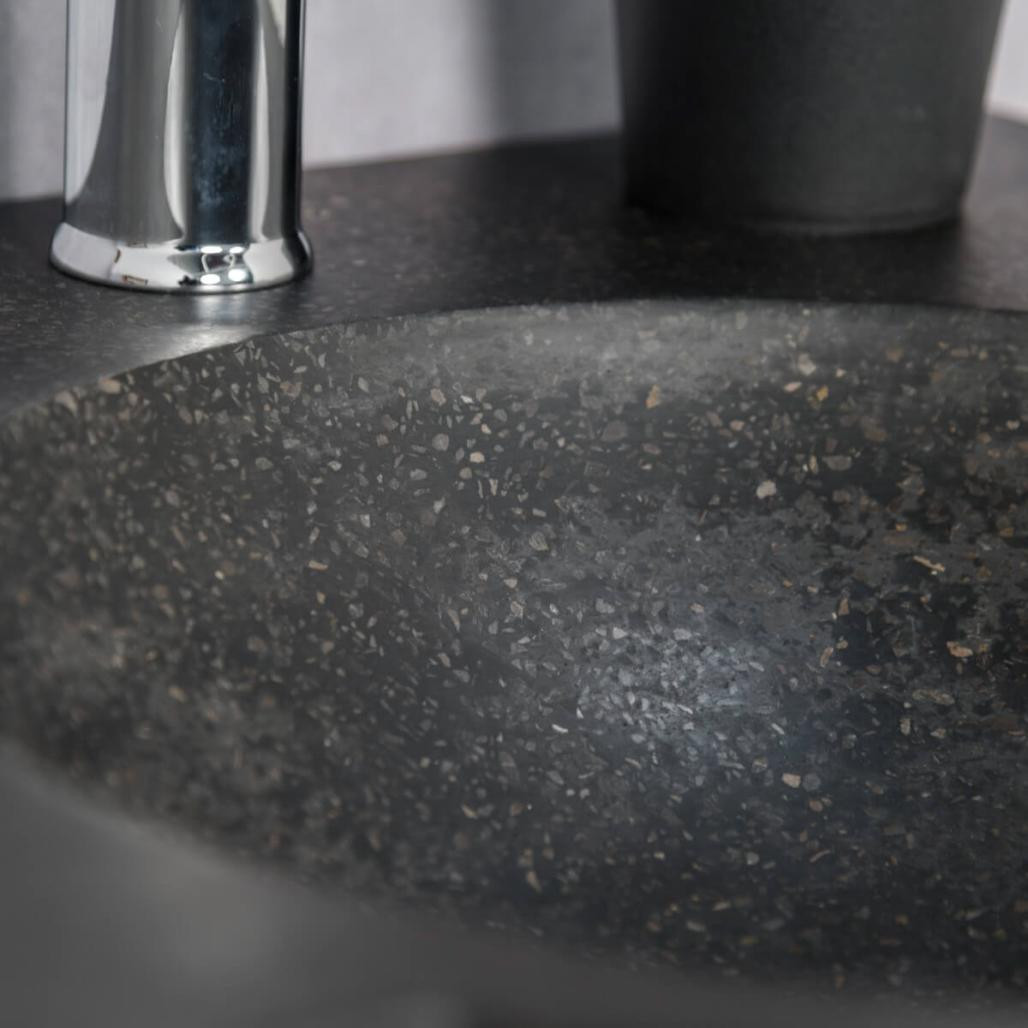 Meuble salle de bain suspendu avec vasque teck 100 Contemporain noir Meuble salle de bain suspendu avec vasque teck 100 Contemporain noir