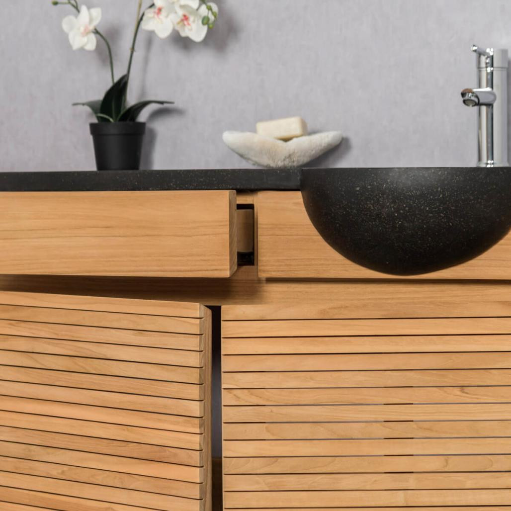 Meuble salle de bain suspendu avec vasque teck 100 Contemporain noir Meuble salle de bain suspendu avec vasque teck 100 Contemporain noir