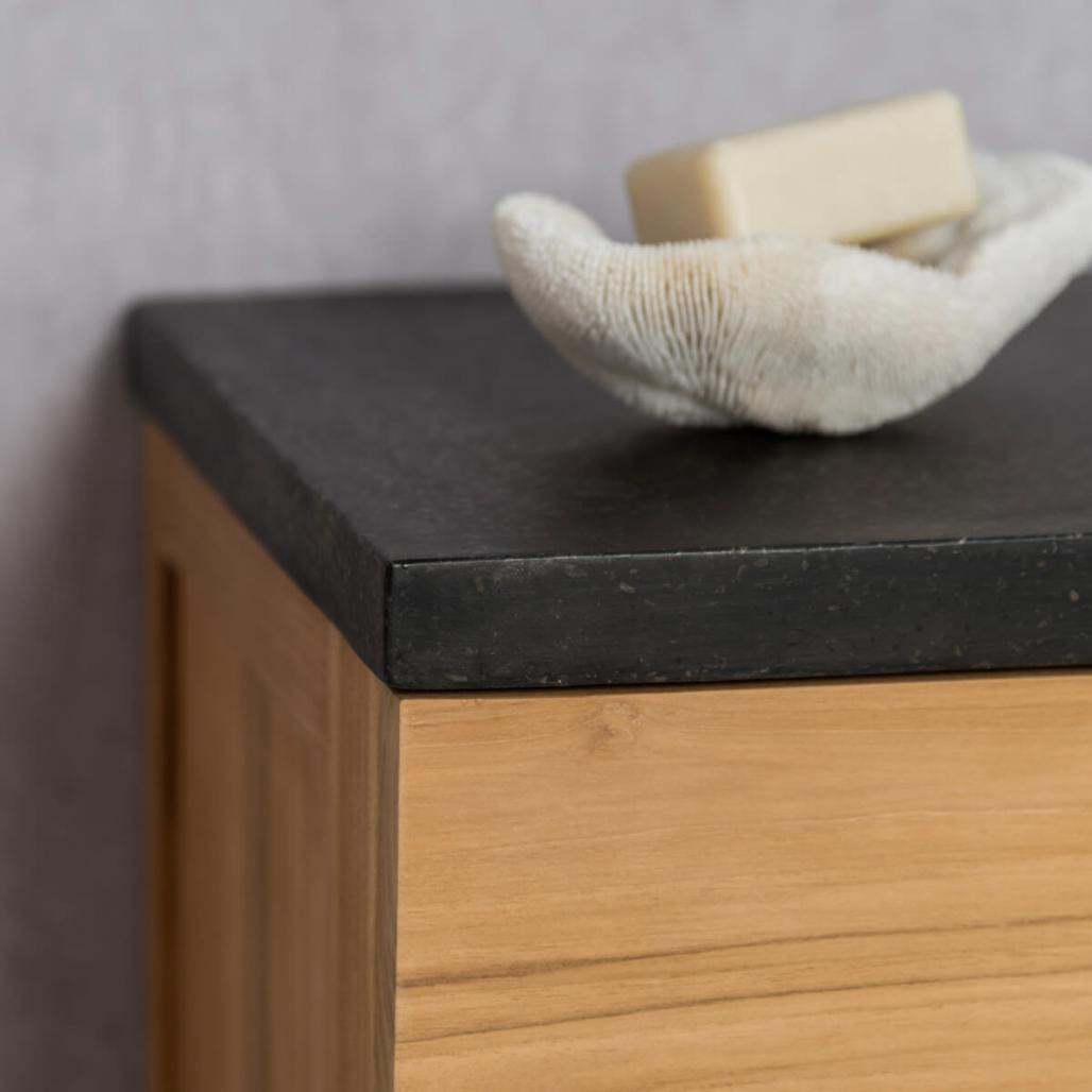 Meuble salle de bain suspendu avec vasque teck 100 Contemporain noir Meuble salle de bain suspendu avec vasque teck 100 Contemporain noir