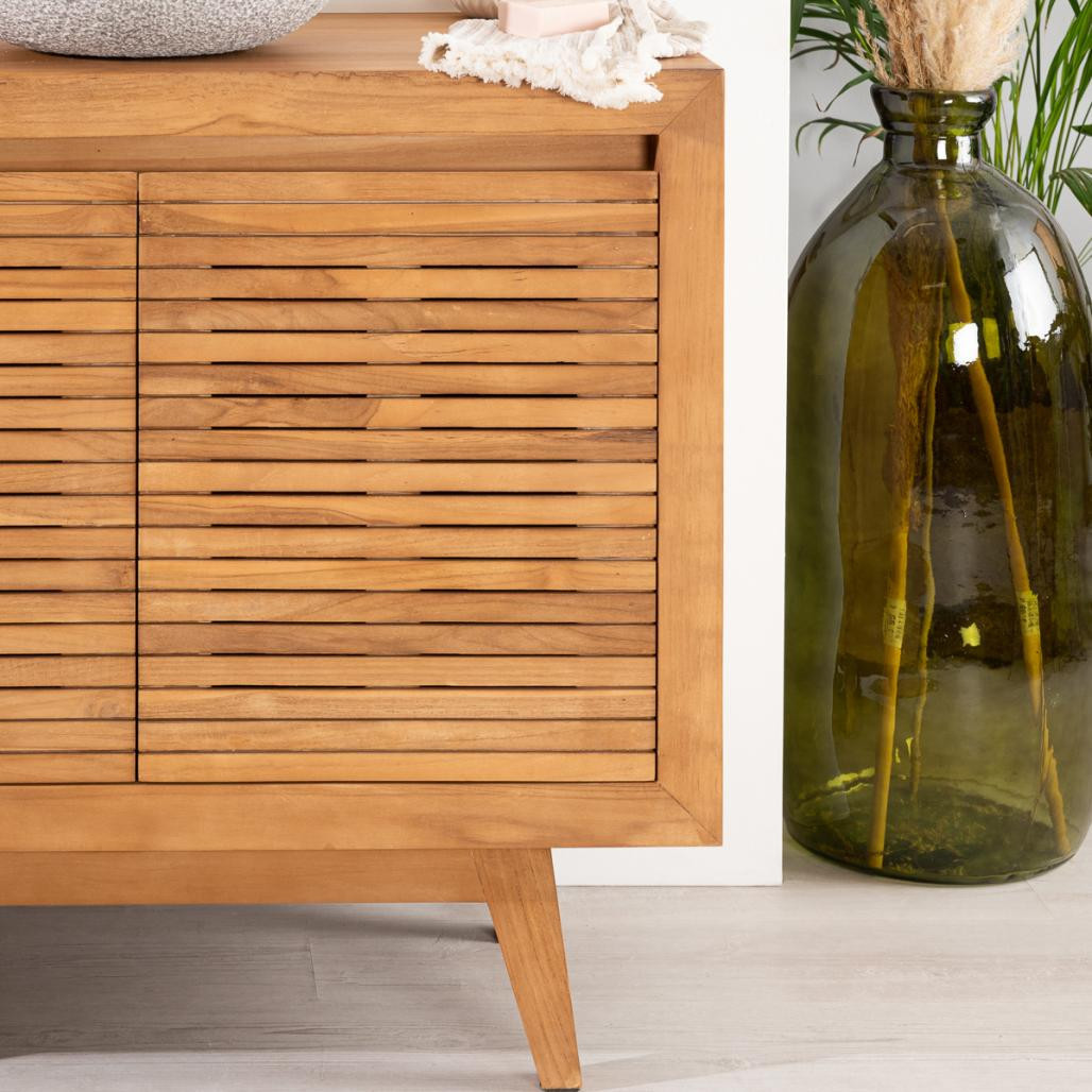 Meuble salle de bain en teck Vintage 90