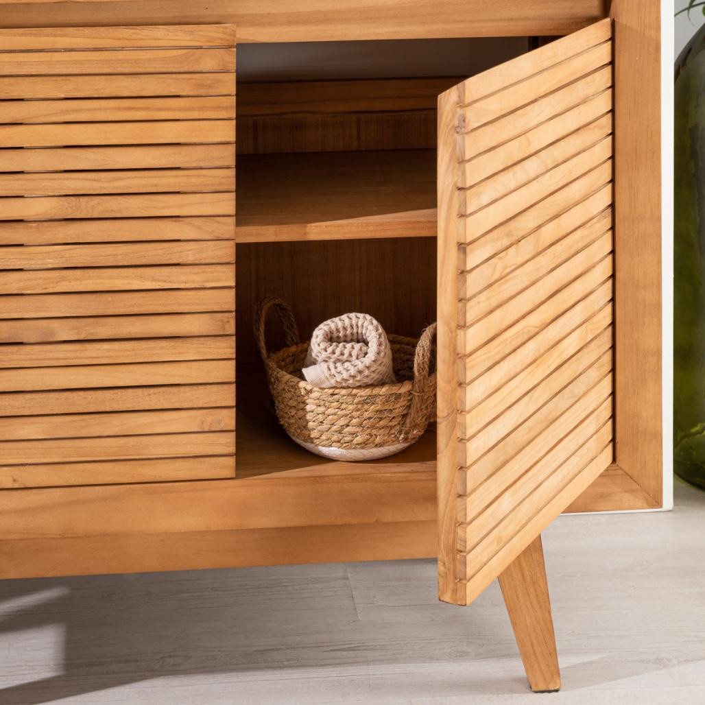 Meuble salle de bain en teck Vintage 90