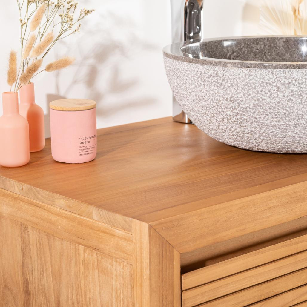 Meuble salle de bain en teck Vintage 90