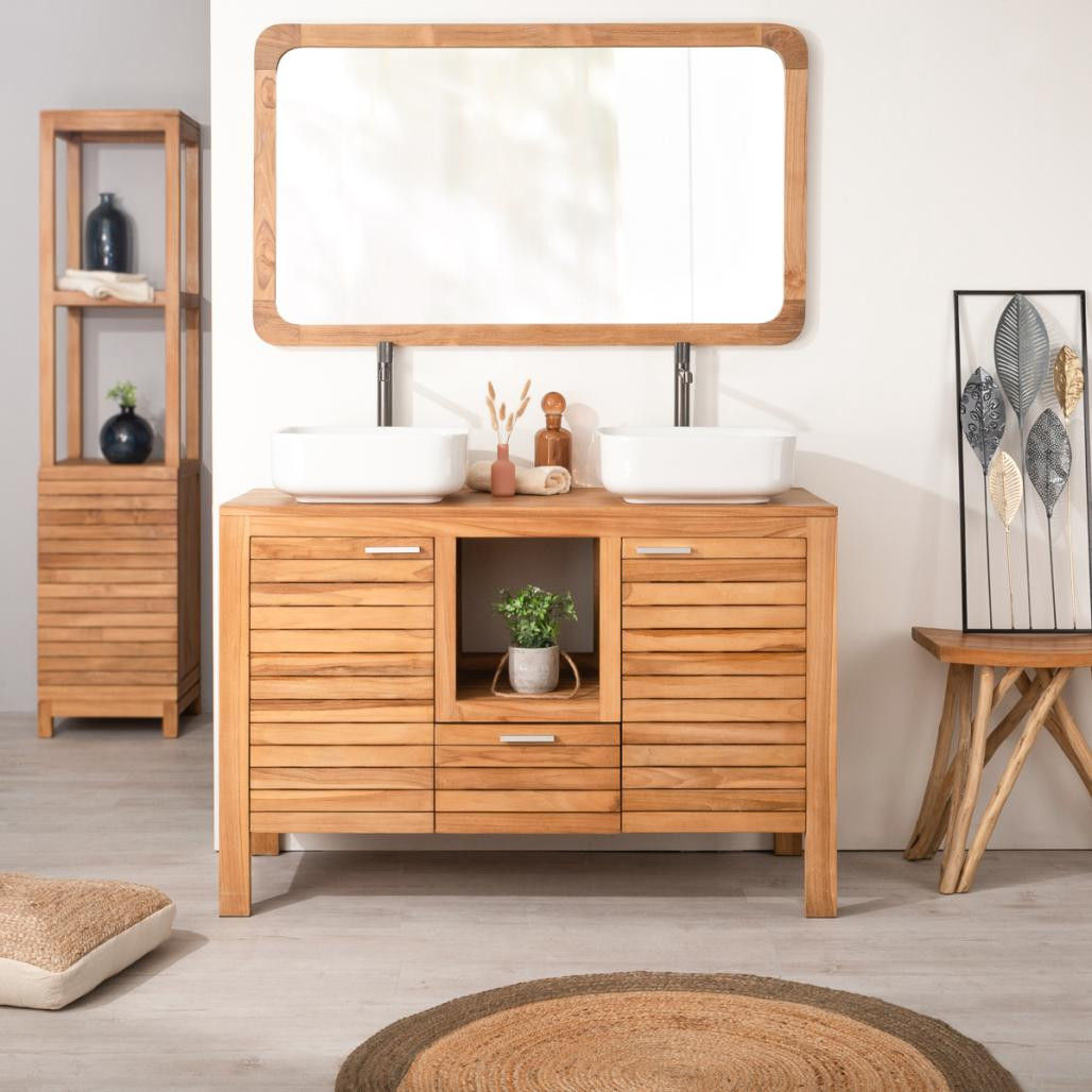 Meuble sous vasque en teck Courchevel 120 Meuble sous vasque en teck Courchevel 120