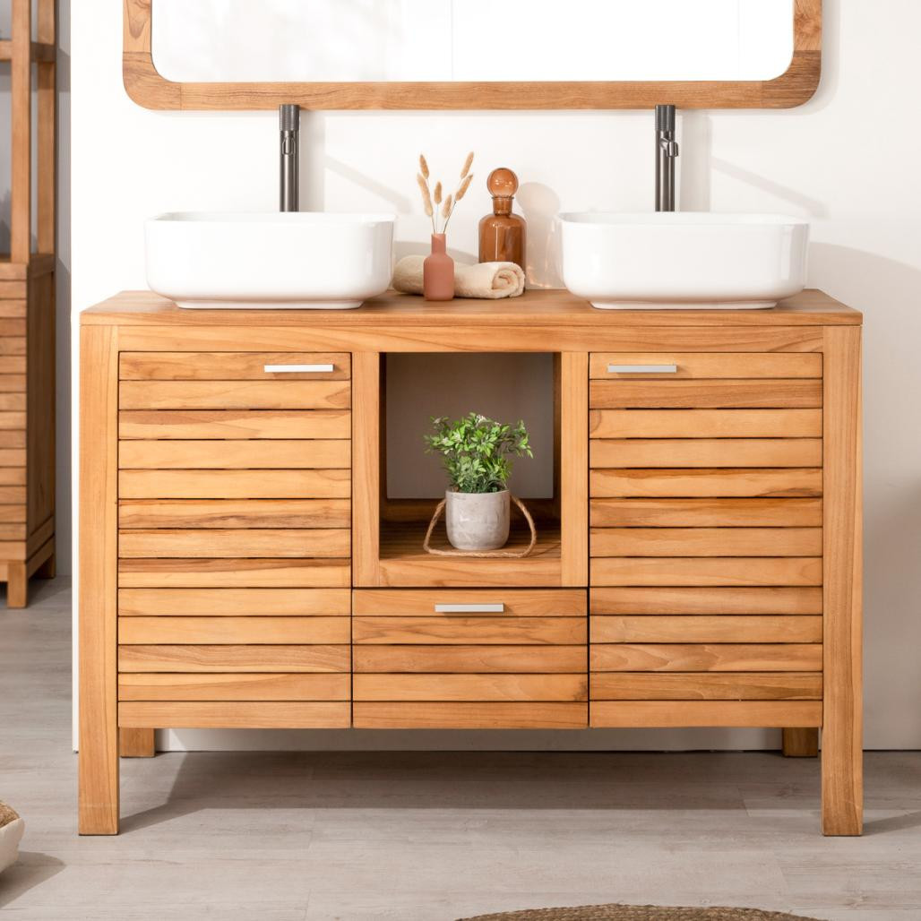 Meuble sous vasque en teck Courchevel 120 Meuble sous vasque en teck Courchevel 120