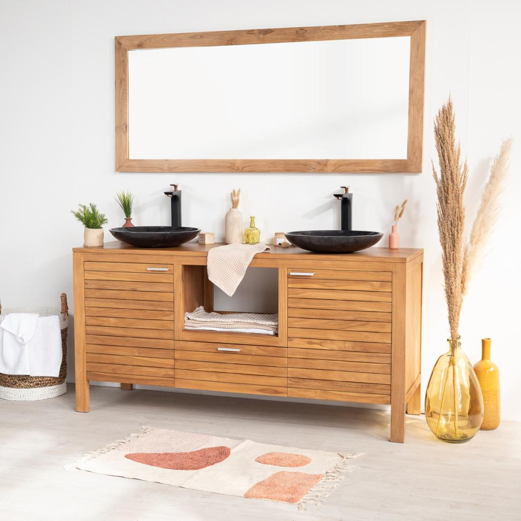 Meuble sous vasque en teck Courchevel 160 Meuble sous vasque en teck Courchevel 160