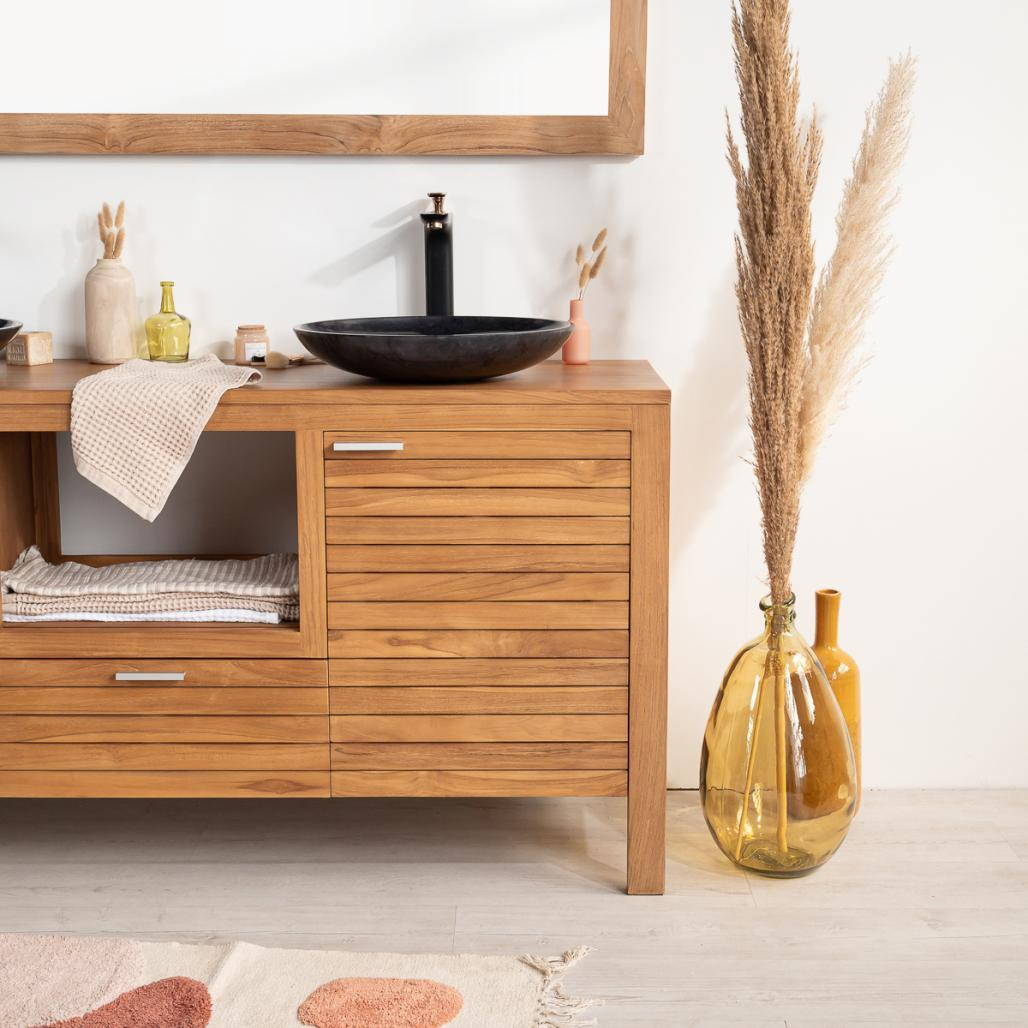 Meuble sous vasque en teck Courchevel 160 Meuble sous vasque en teck Courchevel 160