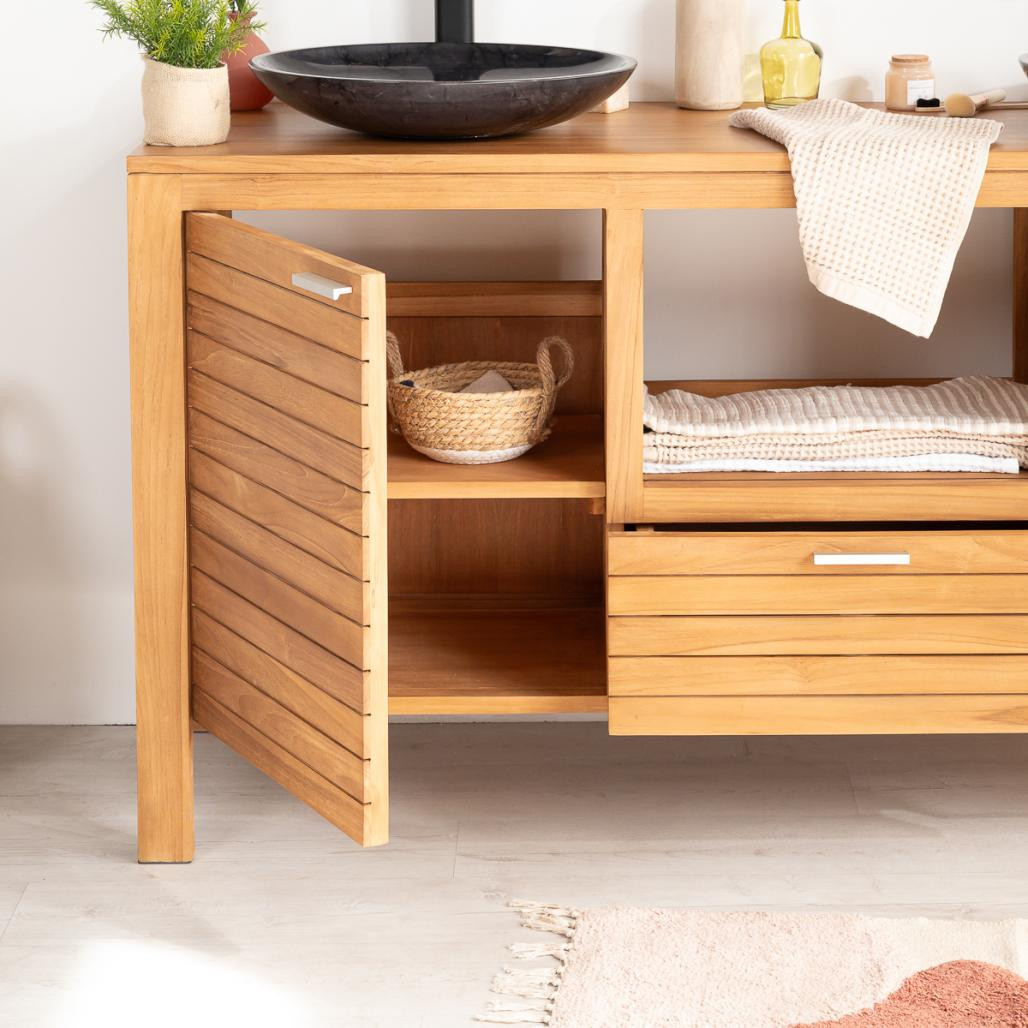 Meuble sous vasque en teck Courchevel 160 Meuble sous vasque en teck Courchevel 160