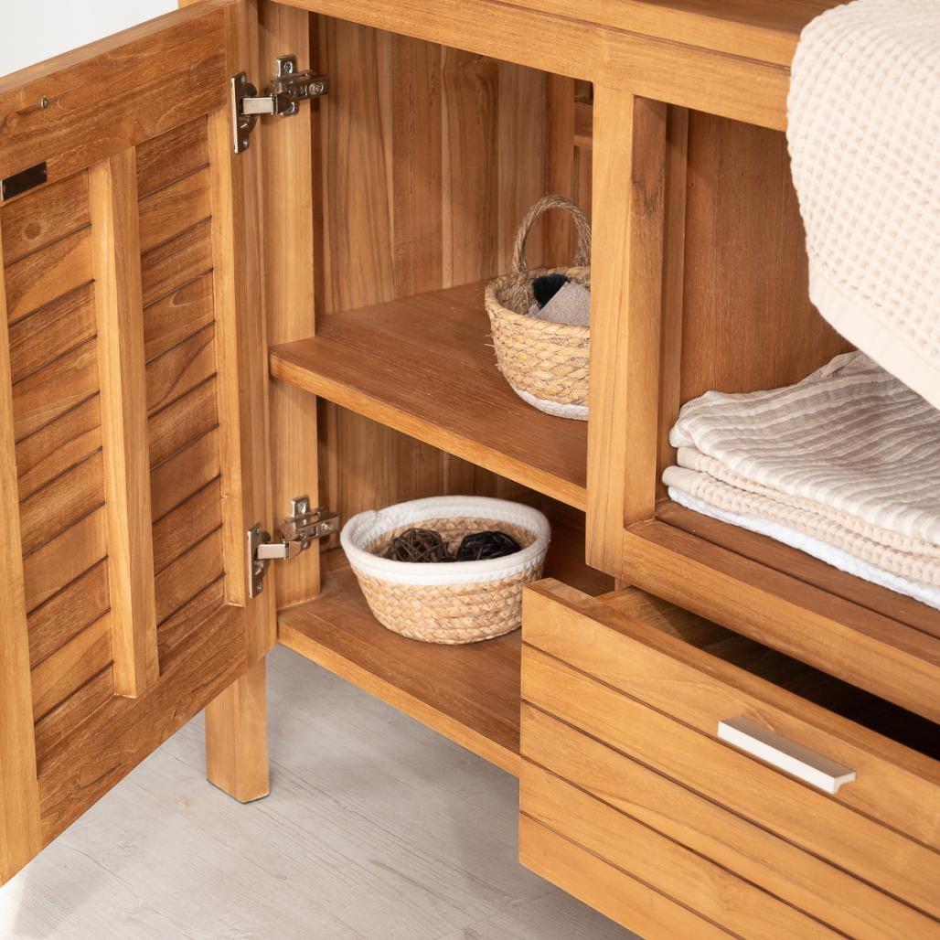 Meuble sous vasque en teck Courchevel 160 Meuble sous vasque en teck Courchevel 160