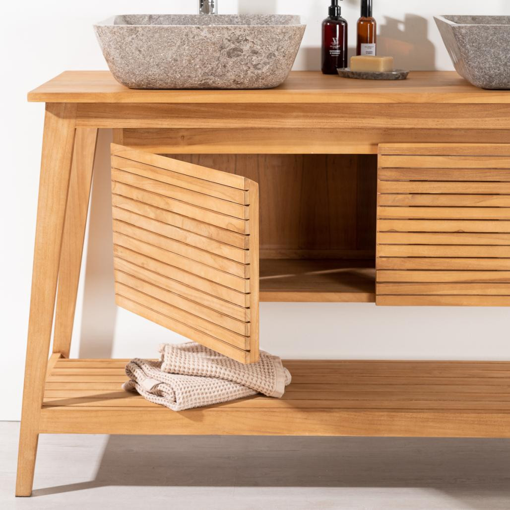 Meuble en teck de salle de bain Scandinave 140 Meuble en teck de salle de bain Scandinave 140