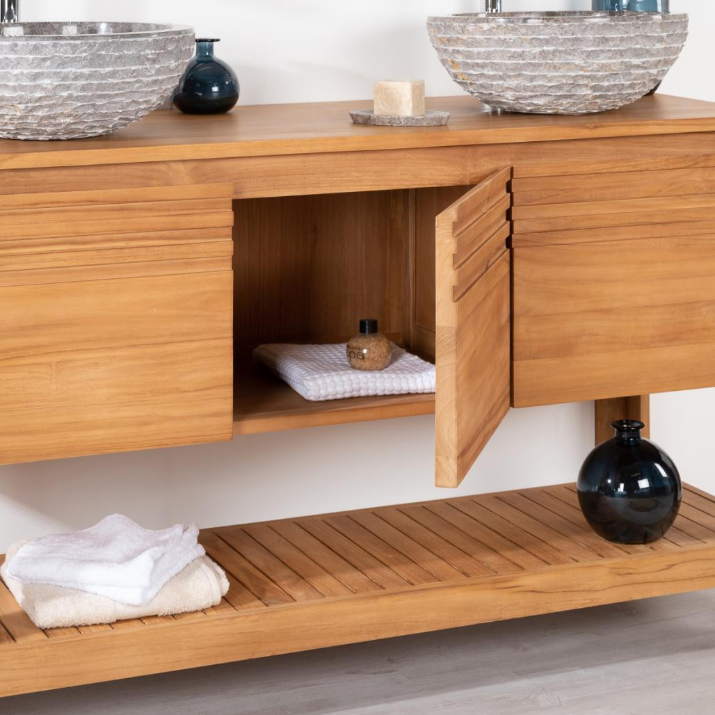 Meuble salle de bain en teck Megève 140 Meuble salle de bain en teck Megève 140
