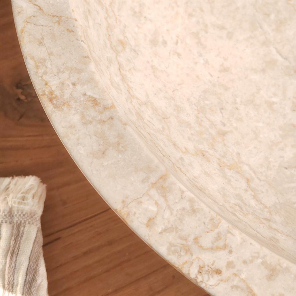 Vasque ronde Barcelone en marbre à poser colori crème - diametre 45