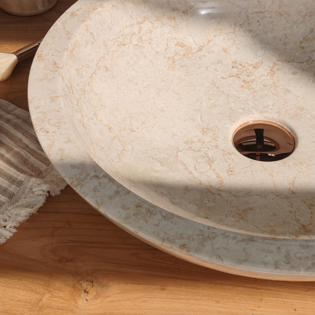 Vasque ronde Barcelone en marbre à poser colori crème - diametre 45