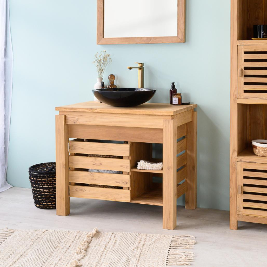 Vasque ronde Barcelone à poser en marbre de couleur noir - diamètre 45 cm