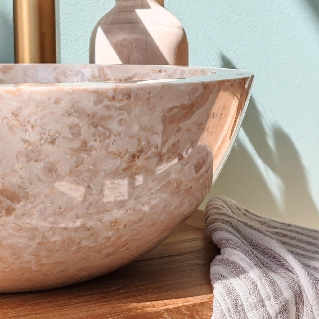 Vasque Barcelone en marbre à poser crème 30 cm